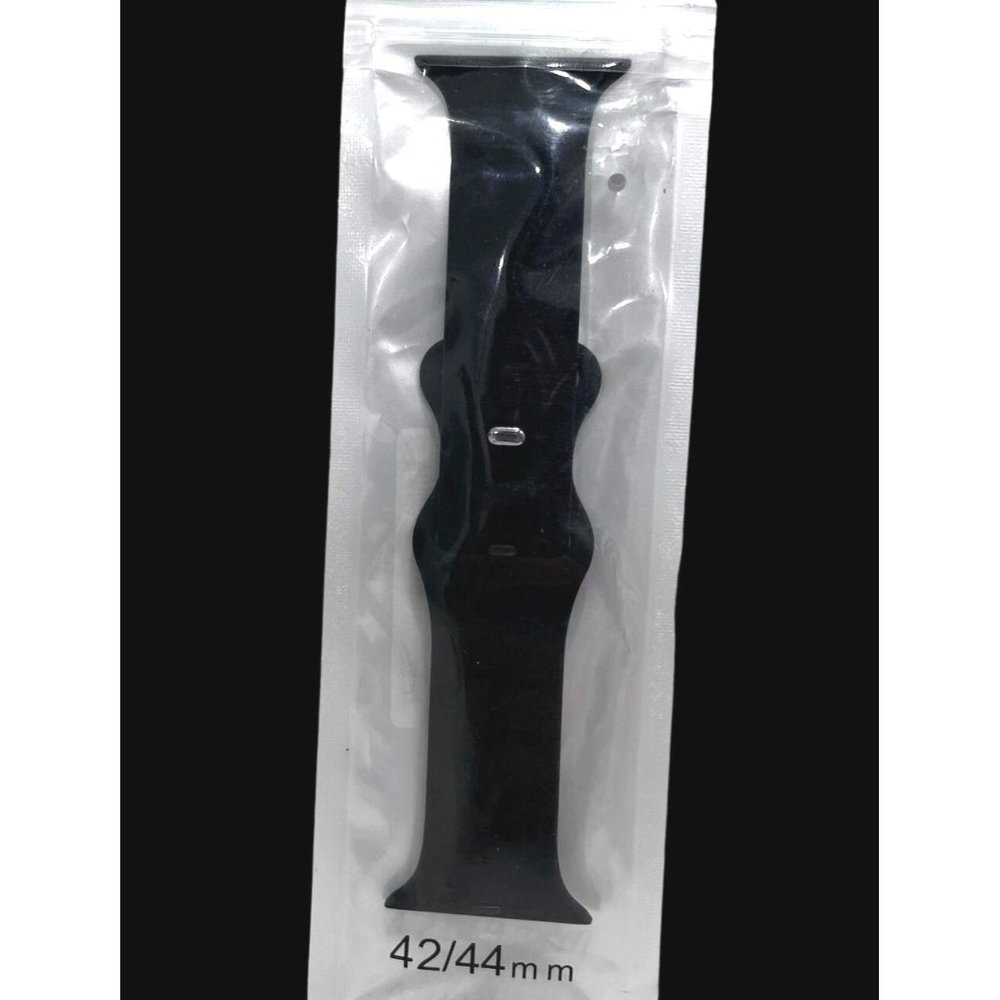 Silicone Black Sports Watch Band For Apple Watch Size 42mm-44mm